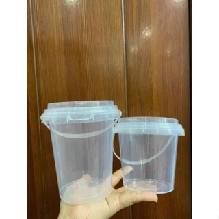 si re COMBO 10 cái - Xô   500ml- 700ml- 1000l) Xô nhựa TRÒN / VUÔNG đựng trà sữa, khô gà, bánh kẹo kèm nắp và quai xách.