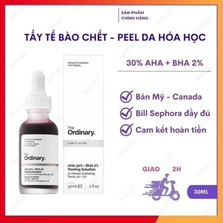 Serum The Ordinary Niacinamide 10% + Zinc 1% giảm mụn + serum tẩy da chết 30ml dưỡng da trắng.