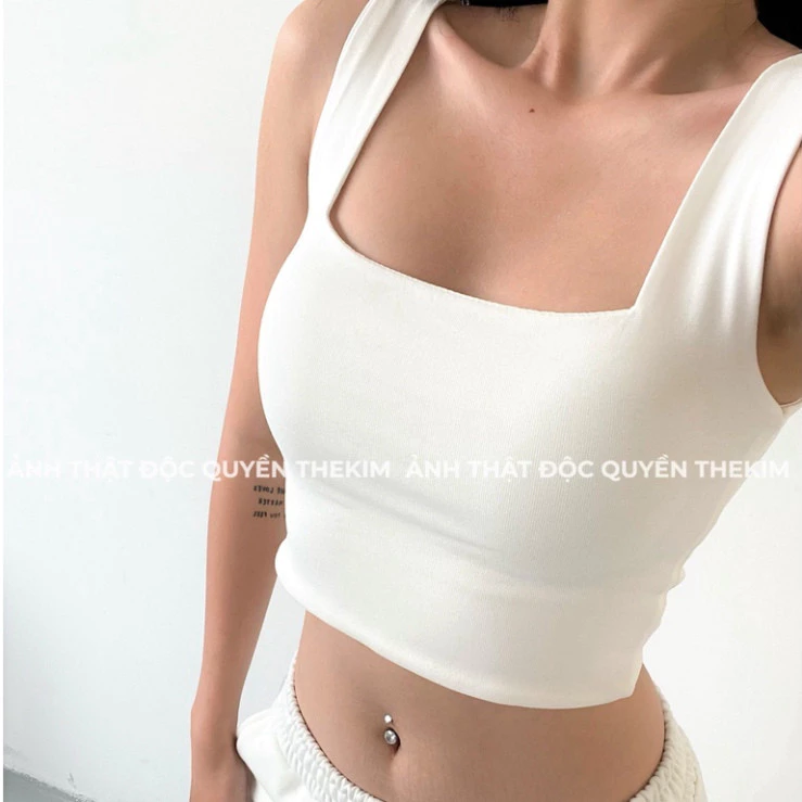 Áo croptop 2 dây bản to HACK DÁNG chất thun gân co dãn - Croptop hai dây nữ