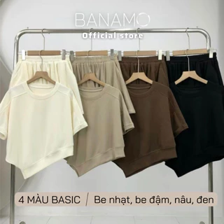 Set nữ BIGSIZE Banamo Fashion bộ áo vạt nhọn cộc tay kèm quần sooc xoè thun tăm 1910 sdf dsrtfgh  t trgh