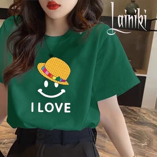 Áo Thun Nữ ILOVE Chất Cotton Co Giãn Bốn Chiều Kiểu Dáng Trẻ Trung Phong Cách . Mã 25