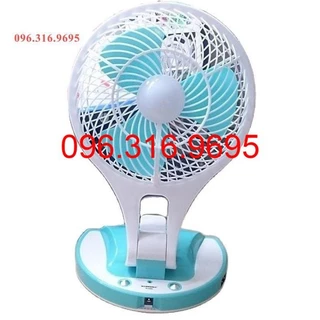 Quạt mini tích điện để bàn cao cấp 2 in 1 có đèn, quạt gập tích điện để bàn kèm dây sạc có đèn