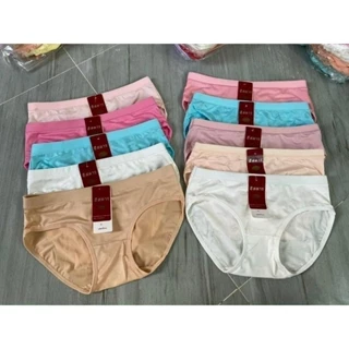 Bộ 10 quần lót nữ thun gấm Thái Lan cao cấp lưng bản to, freesize 45-60kg (V3: 75-90CM)