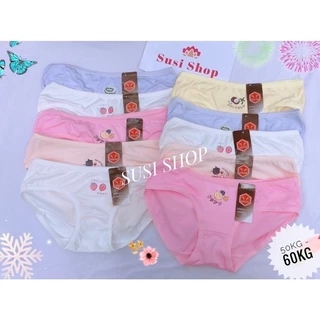 Sét 05 quần lót cotton nữ họa tiết trái cây, đáng yêu, size 45-60kg