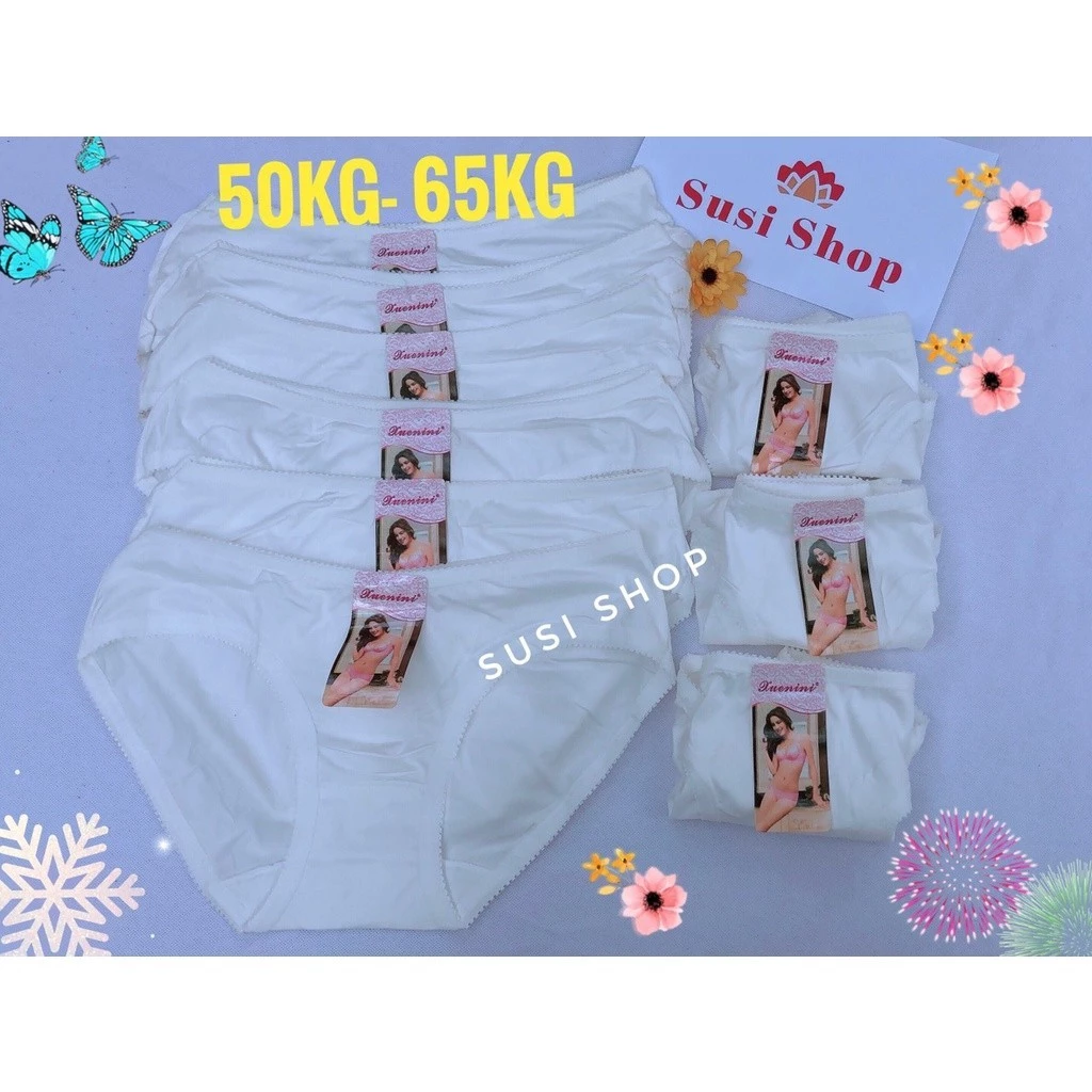 Bộ 10 quần lót nữ cotton Thái Lan màu trắng, size 40-60kg (No.88651 trắng)