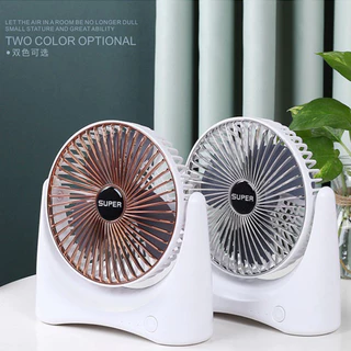 Quạt Tích Điện Mini Để Bàn Super Fan, Công Suất Lớn 3 Cấp Độ Gió Siêu Mát Động Cơ Êm Ái Xoay 210 Độ