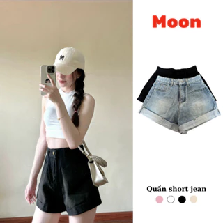 Quần short jean tôn dáng, quần đùi jean cạp cao dễ phối đồ moonup