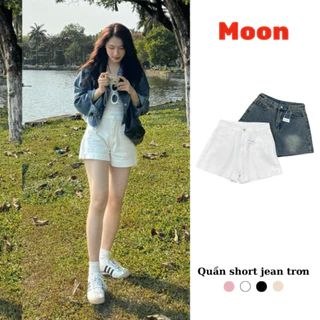 Quần short jeans nữ lưng cao basic dễ phối đồ moonup