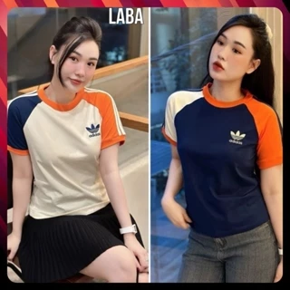 Áo Thun Adidas Nam Nữ Logo Thêu Phối Màu Cam Xanh - Áo Phông Adidas Chất Cotton Dày Dặn Thoáng Mát Cao Cấp, ===