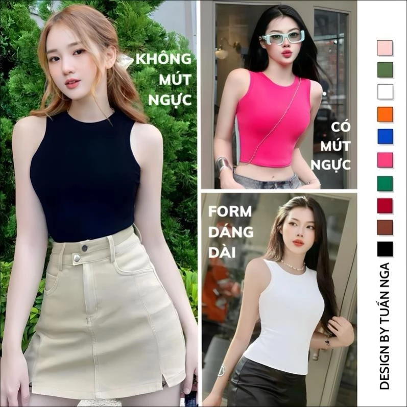 Áo ba lỗ sát nách croptop và form dài CÓ MÚT ĐỆM NGỰC, áo croptop 3 lỗ nữ ôm body BLST