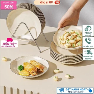 Set 5 Đĩa Nhựa Giả Sứ, Khay Đựng Đồ Ăn Vặt, Đĩa Nhựa Đựng Hoa Quả