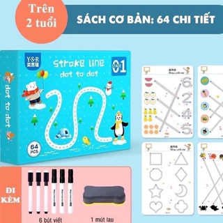 Combo Tập Tô Vẽ Thông Minh Xóa Được 64 Trang Tặng 6 Bút, Học Liệu Montessori Đồ Chơi Giáo Dục Cho Bé 2 3 4 5 Tuổi