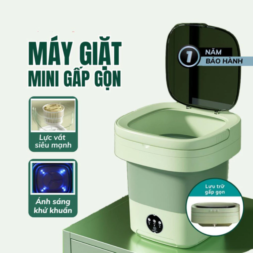 Máy Giặt Mini Tự Động Melli Giặt Đồ Lót Tất Vớ Giặt Đồ Cho Bé Dung Tích 6L Tự Vắt Khô Khử Khuẩn Tiện Dụng