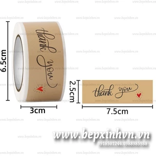 Cuộn 150 tem dán sticker Thank you vintage