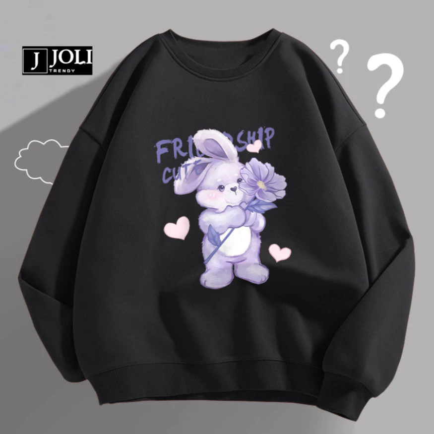 ADU Áo Sweater Thỏ FrieFex Chất Nỉ Lót Bông Form Rộng SFSA