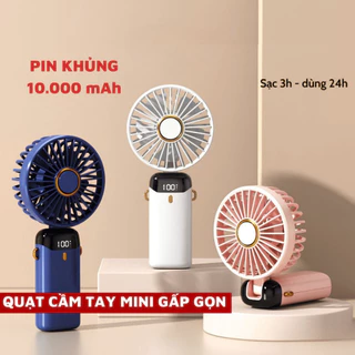 Quạt Cầm Tay Tích Điện Pin Khủng 10.000 MAh, Quạt Mini Cầm Tay 5 Tốc Độ Gió Linh Hoạt ( QUẠT CẦM TAY)