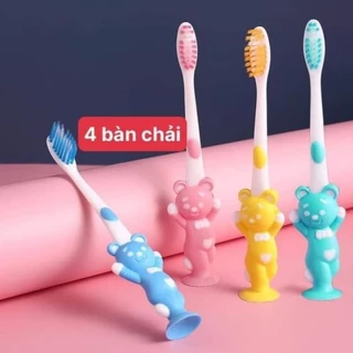 Set 4 Bàn Chải Đánh Răng Trẻ Em hình thú xinh có nắp đậy