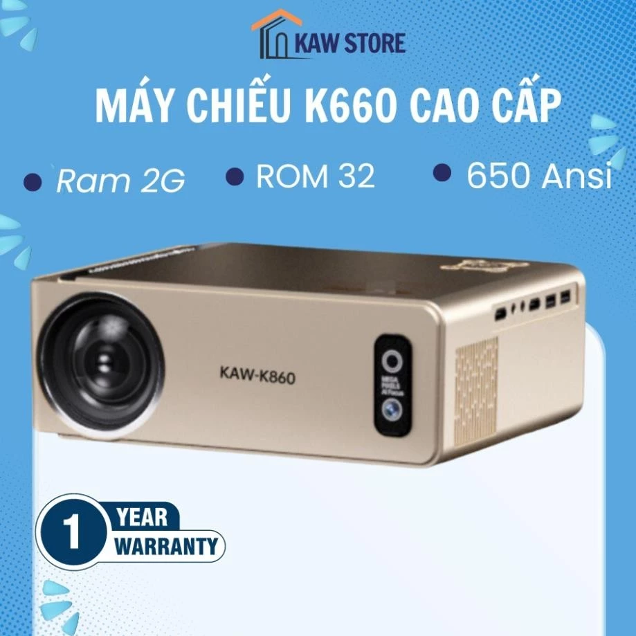 Máy Chiếu Mini Tự Động Lấy Nét KAW K860 Chính Hãng Giá Rẻ Cho Văn Phòng Gia Đình Trường Học