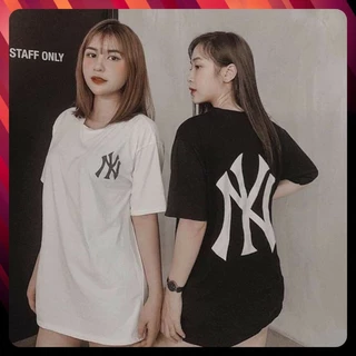 Áo Thun MLB Nam Nữ Tay Lỡ LOGO In Chữ NY To Sau Lưng - Áo Thun NY Chất COTTON Co Giãn 2 Chiều Thoáng Mát Hàng Hottrend