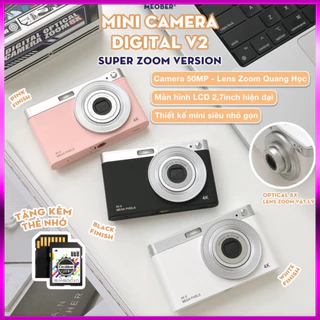 [Tặng thẻ nhớ] Máy Chụp hình mini digital v2 50MP Super Zoom, quay phim 4K, video slow-mo, lens zoom vật lý 4X by Meober