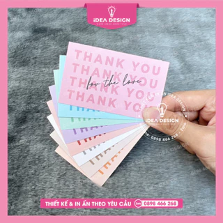 Card Cám Ơn, Card Thank You - Giấy C300 Cán Màng Mờ Màu Hồng Dễ Thương