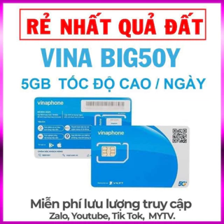 SIM VINAPHONE BIG50Y DÙNG 7, 14 THÁNG (CÓ LÀM ESIM)