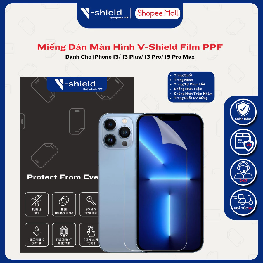 Miếng Dán Màn Hình V-Shield Film Ppf Cao Cấp Cho Iphone 13/ 13 Mini/ 13 Pro/ 13 Pro Max