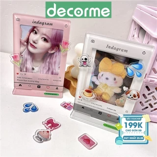 Khung ảnh Instagram Decorme khung tranh đựng card acrylic standee để bàn 6*9cm kèm emoji nhựa trang trí