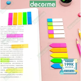 Giấy note đánh dấu trang trong suốt - Bookmark nhiều màu Decorme