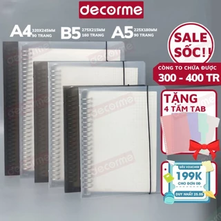 Sổ còng tặng tab phân trang DecorMe binder sổ còng sắt A4 B5 A5 30,26,20,4,9,6 lỗ bìa còng Tặng Tab phân trang