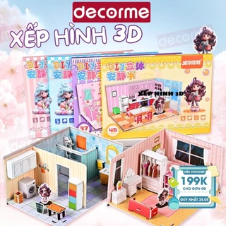 Bộ Đồ Chơi Xếp Hình Lắp Ráp 3D Thiết Kế Full Nội Thất Ngôi Nhà Xinh Xắn Decorme