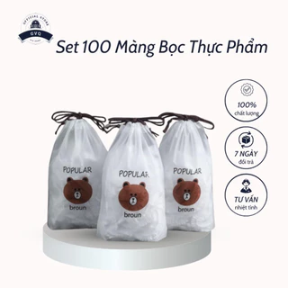 Set 100 Màng Bọc Thực Phẩm Thiết Kế Chun Co Giãn Sử Dụng An Toàn Tiết Kiệm GVQ store