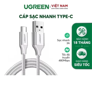 Dây sạc USB 2.0 sang type C UGREEN | Dài 3m | Hỗ trợ sạc nhanh QC 3.0 | Bảo hành 18 tháng | 60409