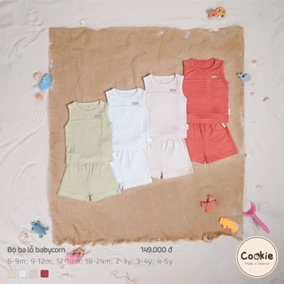 [COOKIE] Bộ ba lỗ chui đầu phối nẹp trước cho bé trai, bé gái size từ 6-9m đến 4-5y