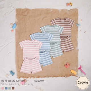 [COOKIE] Bộ cộc tay đuôi tôm viền kẻ cho bé trai, bé gái size từ 1/2-1y đến 4-5y