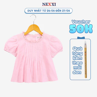 Áo Sơ Mi Babydoll Xếp Ly Ngực Bé Gái Nexxi