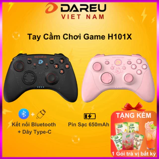 Tay cầm game Dareu H101X Hồng / Đen không dây ( Pin sạc 650mAh, Bluetooth 5.0 ,Dây Type-C ) - sale kịch sàn