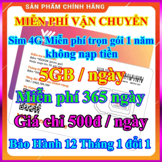 [Miễn phí 12 tháng] Sim vietnamobile data 4G vào mạng 1 năm không cần nạp tiền 5GB/Ngày 150 GB/tháng giá rẻ - sale kịch 