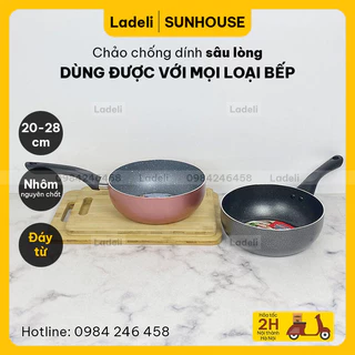 Chảo chống dính sâu lòng đáy từ SUNHOUSE SHS20MB / SHS20MP size 20cm dùng được với bếp từ