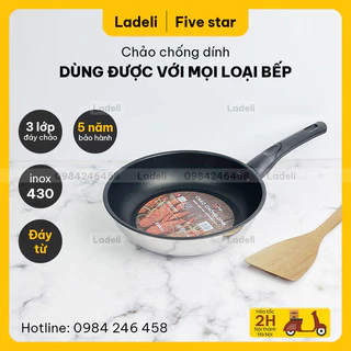 Chảo chống dính 3 đáy inox 430 Fivestar dùng được với bếp từ Chảo 3đ 430 cán mủ cd (fs)