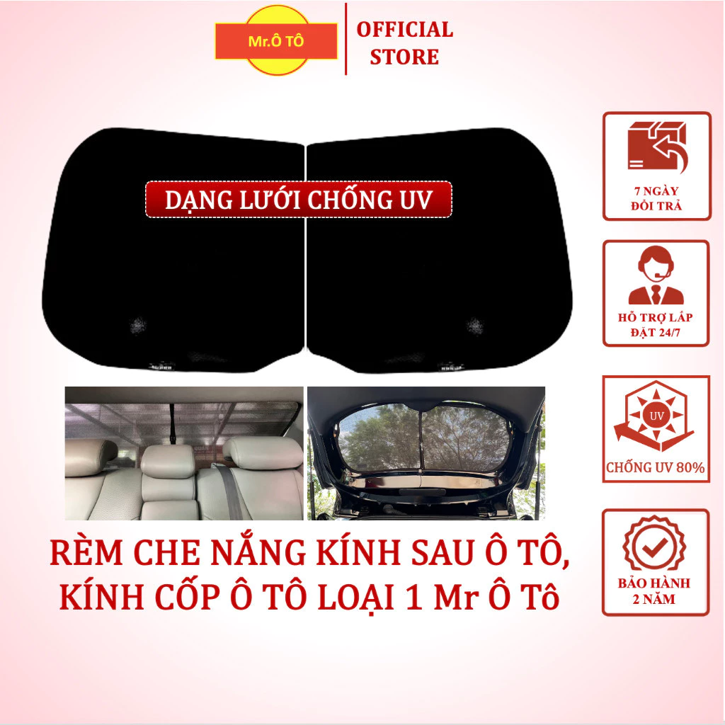 Rèm che nắng kính sau ô tô, kính hậu ô tô, kính phía cốp ô tô chống UV Mr Ô Tô - Bảo hành 2 năm.