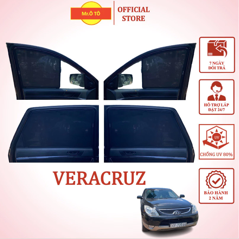 Rèm Che Nắng Xe Hyundai VERACRUZ - chống UV - Loại 1 Mr Ô Tô - Bảo hành 2 năm