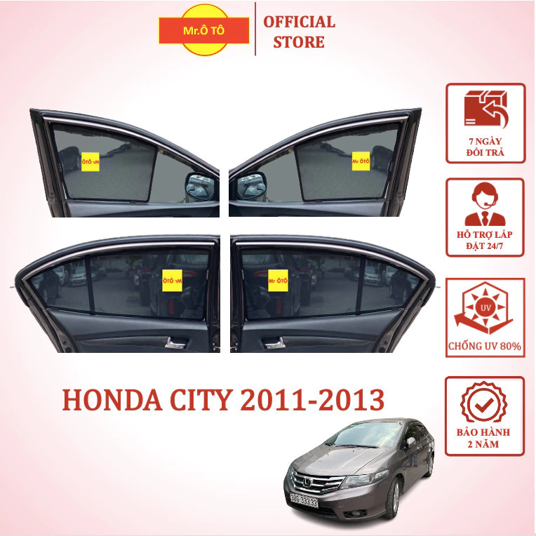 Rèm Che Nắng chống UV Xe Honda City 2011 -2013 -chống UV - Loại 1 Mr Ô Tô - Bảo hành 2 năm