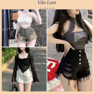 Quân short jean phong cahcs tua tủa Quần Jean Đùi 4 Cúc Tua Rua, Quần Đùi Nữ Thời Trang Sang Chảnh