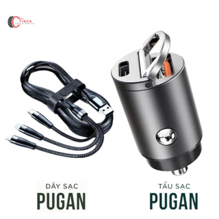 Tẩu sạc nhanh ô tô PUGAN 100w , sạc siêu nhanh cắm tẩu âm nguồn 2 cổng USB và TYPE C phù hợp tất cả ô tô hàng chính hãng