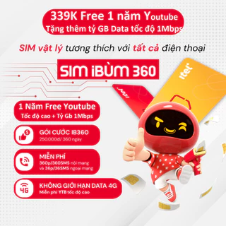 Sim iTel iBum360 [Miễn phí 1 năm Youtube], Data không giới hạn 1 năm, 396 phút gọi  và 396 Tin nhắn