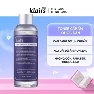 Nước hoa hồng không mùi dưỡng ẩm và làm mềm da Dear Klairs Supple Preparation Unscented 180ml