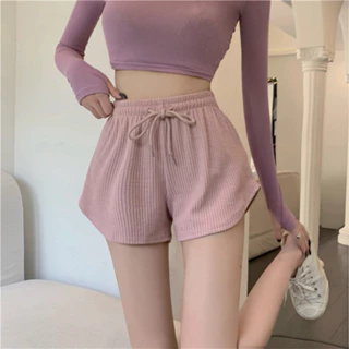 Quần short nữ lưng cao dáng rộng thời trang dành cho nữ bigsize, quần short co giãn dây rút siêu xinh H23