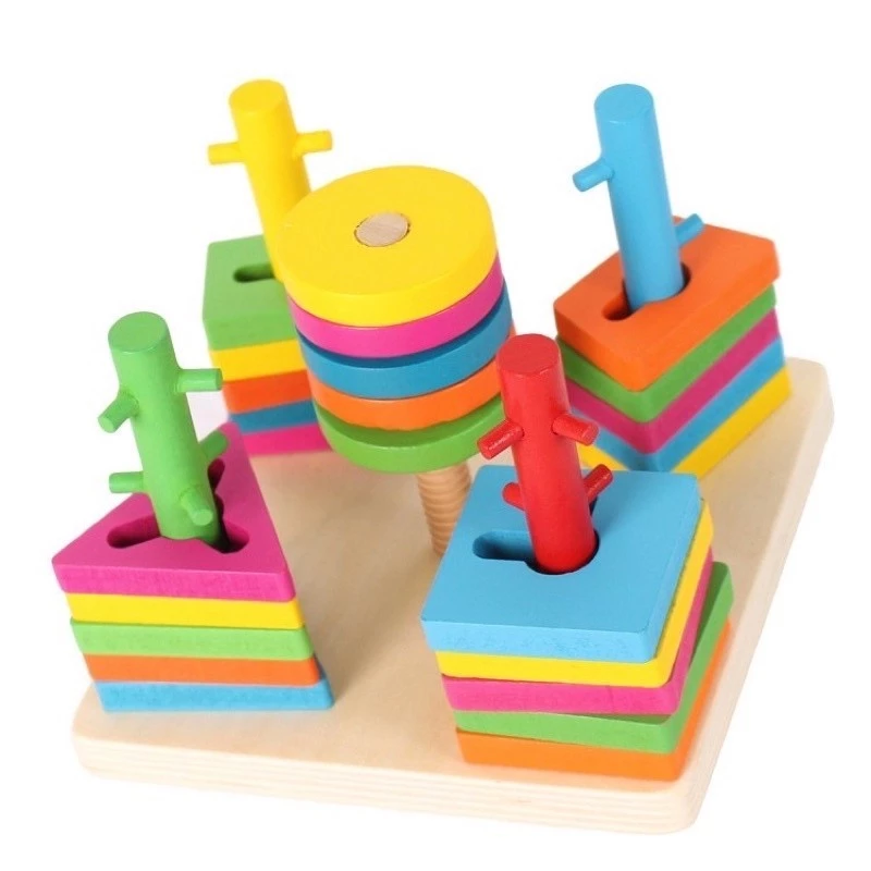 [Kho sỉ] Đồ chơi thả hình 5 trụ cột khối gỗ zic zac cho bé Happykids Shop