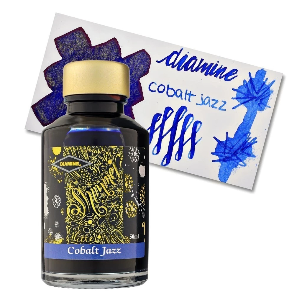 Lọ mực bút máy Diamine  Anh Quốc, Lọ Mực Diamine Shimmer Cobalt Jazz 50ml